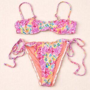 Dippin Daisys Tropical Floral 2 Piece Bikini Swim Suit Size XS Women's